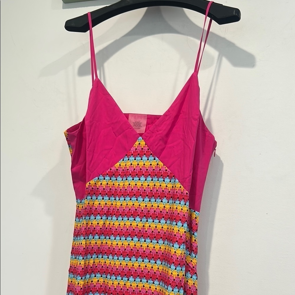 Terez Colorful daiquiri crochet and pink color block Striped Maxi Dress XL NEW - Picture 6 of 7